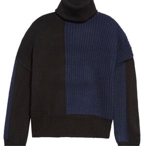 TOPSHOP Knitted Colorblock Roll Neck Sweater